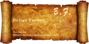 Bolya Ferenc névjegykártya